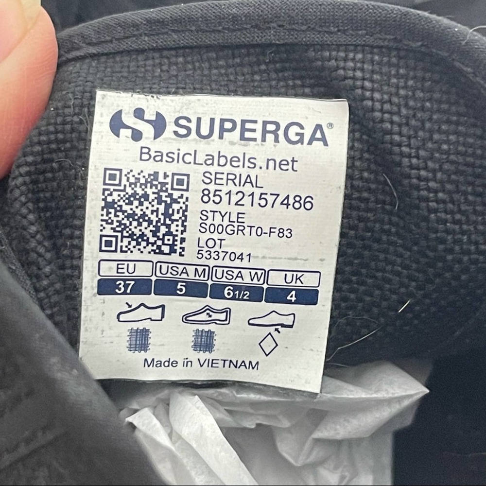 Superga 2630 COTU Classic Sneaker Black Size 6.5 - Picture 10 of 11